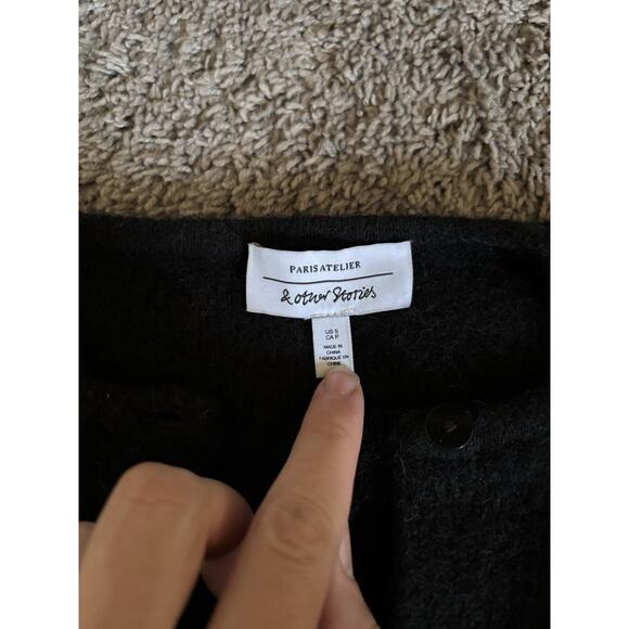 & Other Stories Alpaca Blend Black Cardigan with button front Small - Picture 6 of 8